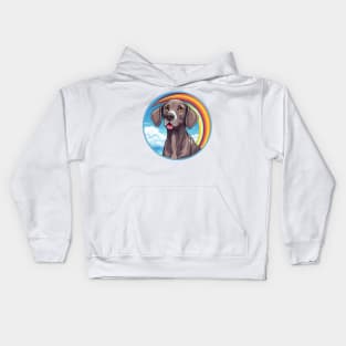 Weimaraner Cute Rainbow Cloud Dog Lover Kids Hoodie